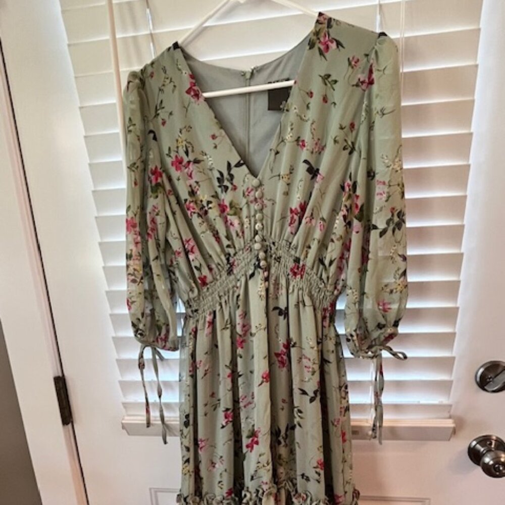 Summery Sage Green Flower Dress